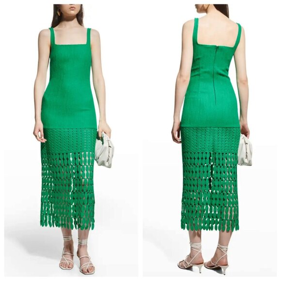 NWT$595 ALEXIS  South Scalloped Lace Knit Midi Dress - Green - Picture 1 of 12